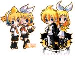  aqua_eyes blonde_hair chibi kagamine_len kagamine_rin meltdown_(vocaloid) vocaloid 