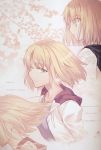  blonde_hair cherry_blossoms copyright_request green_eyes highres hoodie jewelry necklace takeuchi_takashi 
