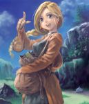  bianca blonde_hair blue_eyes braid dragon_quest dragon_quest_v earrings jewelry long_hair pomodorosa risa_hibiki single_braid slime_(dragon_quest) smile 