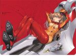  arms_up blue_eyes blush bodysuit brown_hair cockpit entry_plug hair_ornament kure_masahiro latex legs long_hair lying neon_genesis_evangelion plugsuit shikinami_asuka_langley solo soryu_asuka_langley souryuu_asuka_langley test_plugsuit 