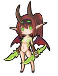  blade brown_hair censored chibi convenient_censoring demon demon_girl demon_wings elf genderswap green_eyes headband hooves horns illidan_stormrage lowres nefarian panda pointy_ears ponytail runes warcraft wings world_of_warcraft 