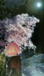  blonde_hair cherry_blossoms cloud clouds copyright_request highres moon shirt sky solo takeuchi_takashi tree 