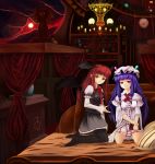  bad_id bat_wings bed broom broom_riding cat chen chen_(cat) hat head_wings helrouis highres kirisame_marisa koakuma lamp long_hair multiple_girls pantyhose patchouli_knowledge purple_eyes purple_hair red_eyes red_hair redhead sitting the_embodiment_of_scarlet_devil touhou ufo violet_eyes wings 