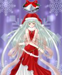  blue_hair blush christmas dress fire_emblem fire_emblem:_rekka_no_ken hair_ornament hat highres long_hair ninian santa_costume solo yuino_(fancy_party) yuinopartyyou127 