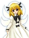  blonde_hair bowtie dress drill_hair hat luna_child maru54 red_eyes solo touhou wings 