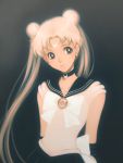  bishoujo_senshi_sailor_moon blonde_hair blue_eyes bow choker crescent crescent_moon darax earrings face flat_chest grey_background jewelry long_hair magical_girl sailor sailor_moon sailor_uniform smile solo tsukino_usagi twintails 