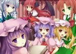  bad_id bat_wings blonde_hair blue_eyes blue_hair book braid chinese_clothes crescent crescent_moon double_buns flandre_scarlet green_eyes head_wings highres hong_meiling izayoi_sakuya koakuma long_hair maid maid_headdress multiple_girls patchouli_knowledge purple_eyes purple_hair red_eyes red_hair redhead remilia_scarlet rokutelie short_hair silver_hair the_embodiment_of_scarlet_devil touhou twin_braids violet_eyes wings 