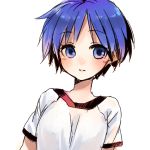  blue_eyes blue_hair face gym_uniform matsubara_aoi raglan_sleeves short_hair to_heart 