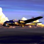  b-17 bomber chipika cloud clouds flying gun highres military no_humans original pilot sky sunset weapon world_war_ii wwii 