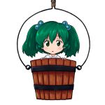  :o airis bucket child girl_in_bucket green_eyes green_hair hair_bobbles hair_ornament in_bucket in_container kisume solo touhou twintails 