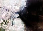  bridge cherry_blossoms original pantyhose river shirt skirt solo takeuchi_takashi tree 