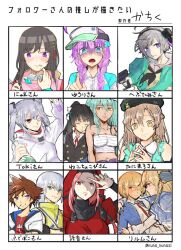  2boys 6+girls ahoge aqua_eyes beret black_flower black_hair blonde_hair blunt_bangs braid breasts brown_hair candy capelet cardigan character_request copyright_request crescent crescent_earrings cuddling date_akari double_bun earrings eyepatch female_pov flower food green_cardigan green_eyes green_hair grey_hair hair_bun hair_flower hair_ornament hair_over_one_eye hairclip half_up_braid hat heaven_burns_red highres jewelry ka_chikuoioio kayamori_ruka kurozawa_maki large_breasts lollipop long_hair long_sleeves maria_de_angelis medium_hair minase_sumomo multicolored_hair multiple_boys multiple_girls natsume_inori neck_ribbon nikaidou_misato nun one_eye_covered ooshima_ichiko ponytail pov purple_hair red_eyes red_hair red_ribbon ribbon rose sailor_collar sarashi shirakawa_yuina shirt short_hair sidelocks sportswear streaked_hair tassel tassel_hair_ornament tennis_uniform twin_braids twintails veil violet_eyes visor_cap white_hair white_sailor_collar white_shirt yamawaki_bon_ivar yellow_eyes yuri 