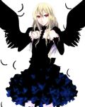  afuro_terumi bad_id blonde_hair butterfly child choker crossdressing crossdressinging dress elbow_gloves feathers gloves high_heels highres inazuma_eleven inazuma_eleven_(series) long_hair male pizaya red_eyes s_tanly shoes shota solo trap wings 