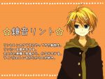  blonde_hair genderswap kagamine_rin kagamine_rinto smile solo translated translation_request vocaloid 