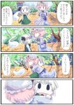  giselebon hug konpaku_youmu pink_hair saigyouji_yuyuko tears touhou translated white_hair 