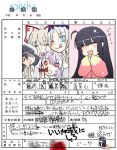  6+girls arekkusu bad_id black_hair blood blue_eyes everyone ex-keine fujiwara_no_mokou houraisan_kaguya inaba_tewi kamishirasawa_keine marriage_certificate multiple_girls reisen_udongein_inaba ribbon smile touhou translation_request white_hair yagokoro_eirin 