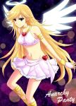  bare_shoulders blonde_hair blue_eyes breasts earrings halo heart jewelry long_hair pandagirlz panty_&amp;_stocking_with_garterbelt panty_(character) panty_(psg) solo wings wristband 