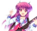  bad_id chain chains fang guitar gym_uniform instrument kawano_(sata) long_hair pink_hair red_eyes school_uniform serafuku yui_(angel_beats!) 