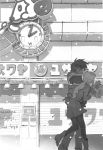  clock coat darry_adai eating gimmy highres monochrome official_art ponytail scan tengen_toppa_gurren-lagann tengen_toppa_gurren_lagann walking 