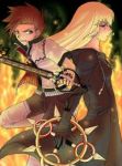  axel blonde_hair brown_hair chakrams colette_brunel crossover fire keyblade kingdom_hearts kingdom_hearts_ii lloyd_irving long_hair lowres organization_xiii robe roxas short_hair sword tales_of_(series) tales_of_symphonia weapon 