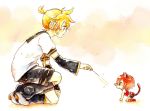  blonde_hair boots brown_hair cat cat's_tail cat_ears cat_tail chibi kagamine_len male meiko neko neko_mimi oharu shorts tail vocaloid 