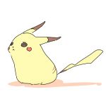  kako_(n0g1_h) lowres pikachu pokemon pokemon_(creature) shadow simple_background solo white_background yellow 