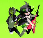  age_difference black_hair buttercup_(ppg) cartoon_network couple electric_guitar fusionfall glasses green green_background guitar instrument jacket makochin male matsubara_kaoru mintchoco_(deviantart) powerpuff_girls powerpuff_girls_z short_hair skirt sunglasses thigh-highs thighhighs 