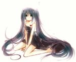  bad_id barefoot dress hatsune_miku long_hair simple_background sitting sketch solo syutyou twintails very_long_hair vocaloid 