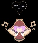  alice4127 animal_ears black_background blush_stickers character_name chibi hat musical_note mystia_lorelei simple_background solo touhou wings |_| 