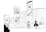  braid comic couch hat izayoi_sakuya library maid maid_headdress monochrome open_mouth patchouli_knowledge remilia_scarlet running silent_comic smile sonson_(eleven) touhou twin_braids voile wings 