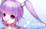  bad_id blue_background flower purple_eyes purple_hair satsuyu_ito sophie_(tales_of_graces) tales_of_(series) tales_of_graces twintails 