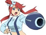  blue_eyes cannon crossover fuuro_(pokemon) pokemon pokemon_(game) pokemon_black_and_white pokemon_bw pun red_hair redhead rockman weapon 