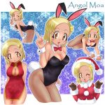  720 animal_ears blonde_hair breasts brown_eyes bunny_ears bunnysuit china_dress chinese_clothes cleavage cleavage_cutout dark_skin fishnet_pantyhose fishnets hakkatou keroro_gunsou pantyhose santa_costume short_hair 