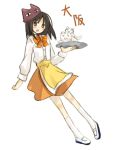  black_hair brown_eyes irika kasuga_ayumu nekokoneko short_hair tray waitress 