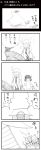  4koma ahoge alien_(movie) bag comic egg highres kedamono_kangoku-tou kochiya_sanae monochrome multiple_girls plastic_bag pyonta rasenkiryuu tentacle tentacles touhou translated yasaka_kanako young 