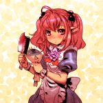  apron billhook blush bow_(artist) bow_(bhp) doll dress face hair_bobbles hair_ornament maid original pink_eyes pink_hair pointy_ears solo twintails western_hatchet 