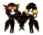  black_sclera colorful flower harpy noroshi original symbol-shaped_pupils wings 