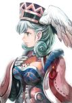  bad_id capelet gloves green_eyes green_hair hat head_wings lack melia solo xenoblade 
