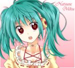  aqua_hair bust choker face hatsune_miku headset heart kiseki kiseki_(poison) open_mouth red_eyes solo twintails vocaloid 