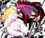  black_legwear black_thighhighs blonde_hair blue_eyes breasts bunny_tail cape cleavage dual_persona long_hair macross macross_frontier macross_frontier:_itsuwari_no_utahime macross_frontier:_the_false_diva purple_hair sheryl_nome tail thigh-highs thighhighs tomosaka white_legwear white_thighhighs 