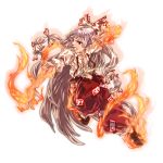  angry clenched_teeth fighting_stance fire fujiwara_no_mokou hands highres hogepper long_hair pants red_eyes short_sleeves silver_hair solo touhou unbuttoned very_long_hair 