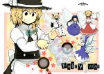  apron black_dress blonde_hair blue_dress blue_eyes blue_hair bow braid cirno closed_eyes dress drill_hair eyes_closed fairy fairy_wars footwear giantess hair_bow hair_ribbon hat hime_cut jewelry kirisame_marisa long_hair luna_child minigirl multiple_girls red_dress ribbon ring sergei_(artist) short_hair short_twintails smile socks star star_sapphire sunny_milk touhou twintails white_dress white_legwear white_socks wings witch witch_hat yellow_eyes yo-yo yousei_daisensou yoyo 