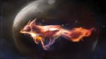  1280x720 apofiss canine fire firefox flaming flying fox planet running space 