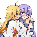  bad_id blonde_hair blue_eyes irie_(angel_beats!) long_hair purple_eyes purple_hair school_uniform sekine serafuku shacttainw violet_eyes 