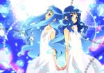  2girls blue_hair dress dual_persona hand_holding heartcatch_precure! heartcatch_pretty_cure! kurumi_erika mitsui_tomosumi multiple_girls precure pretty_cure white_dress 