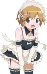  alternate_costume apron blush brown_eyes brown_hair cosplay crossdressinging elbow_gloves enmaided garters gloves hair_ornament hairclip kore_ga_watashi_no_goshujin-sama maid maid_headdress mako-chan_(minami-ke) makoto_(minami-ke) male minami-ke open_mouth puuyan short_hair skirt skirt_tug solo thigh-highs thighhighs trap 