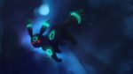  apofiss bioluminescence black dark glowing jumping looking_at_viewer pokemon red_eyes umbreon wallpaper 
