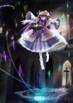 book crescent crescent_moon cross floating hat long_hair magic_circle patchouli_knowledge purple_eyes purple_hair solo touhou violet_eyes xiaye 