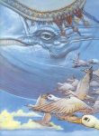  bird cloud clouds flying goose highres katsuya_terada link's_awakening nintendo official_art oldschool sky space_whale the_legend_of_zelda whale wind_fish 