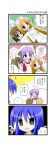  ahoge animal_ears aotan_nishimoto blue_hair brown_eyes brown_hair bunny_ears comic fang green_eyes hiiragi_kagami izumi_konata kusakabe_misao long_hair lucky_star minegishi_ayano nurse orange_hair purple_eyes purple_hair short_hair sweatdrop translated violet_eyes 